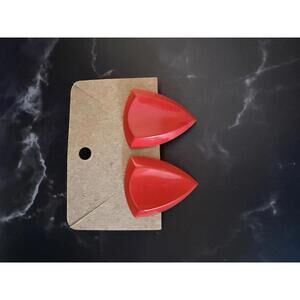 Vintage Womens Bold Red Shield Earrings